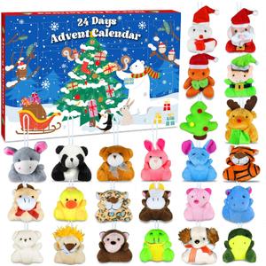 Christmas Advent Calendar 2025 for Kids Girls Boys Teen, 24 Days Suprised Christmas Countdown Calendar with Mini Stuffed Animal Plush Toys, Stocking Stuffers Xmas Gifts Prizes Party Favors