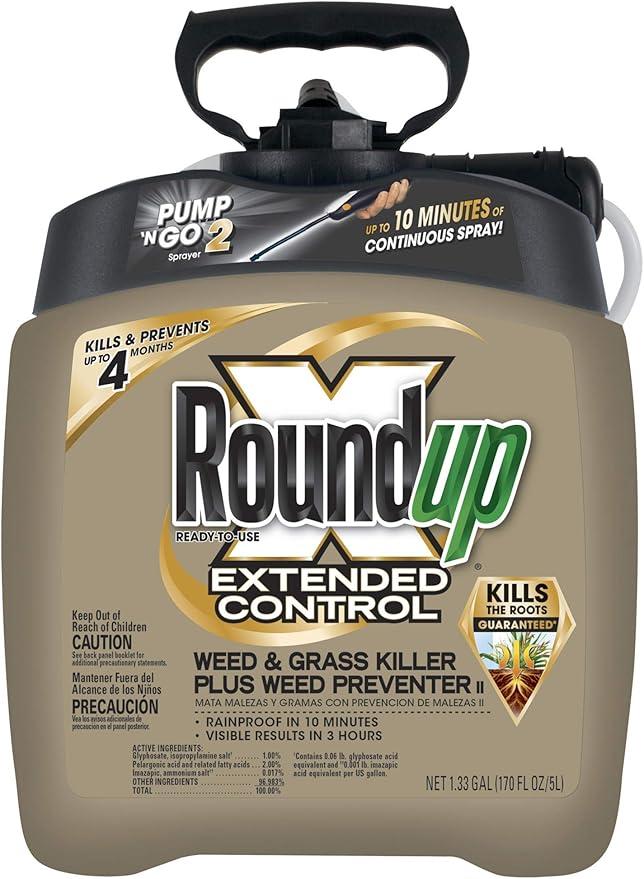 Roundup Ready-To-Use Extended Control Weed & Grass Killer Plus Weed Preventer II with Pump 'N Go 2, 1.33 gal