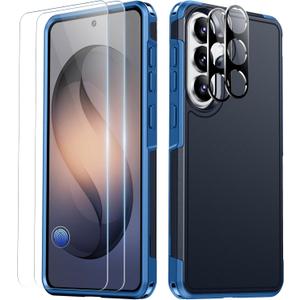 SPIDERCASE Designed for Samsung Galaxy S26 Case, [10 FT Military Grade Drop Protection], 2 Pack [Tempered Glass Screen Protector+Camera Lens Protector] Heavy Duty Shockproof Case,Dark Blue