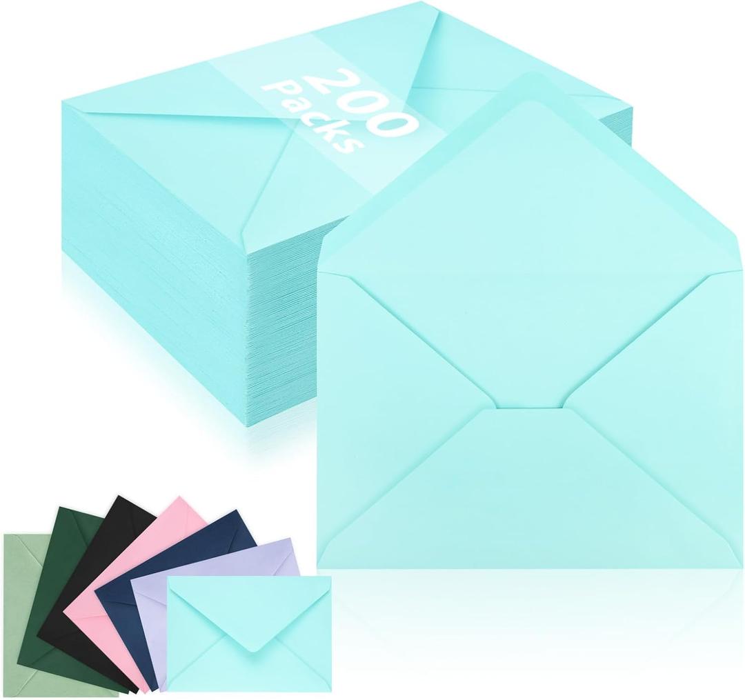 200 Pack A7 Envelopes, Light Blue Greeting Card Envelopes Self Seal, 5.24 x 7.24 in Envelopes for Birthday Graduation Baby Shower Wedding Invitation Cards