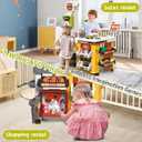 deAO Grocery Store Playset with Kids Shopping Cart,66 PCS Supermarket Toy, Child-size