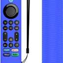 Voice Remote Silicone Case Compatible With Toshiba/Insignia Firetv Omni Series or TV 4-Series - Lightweight Anti-Slip Shockproof Cover With Lanyard (Blue)