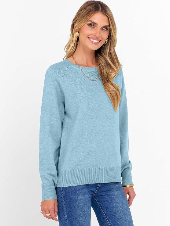 ANRABESS Sweater for Women Long Sleeve Crewneck 2026 Fall Winter Soft Loose Fit Basic Knit Pullover Sweaters Top Outfits, Size: L