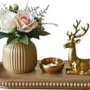 dwellington Wooden Farmhouse Decorative Tray, 11.8in Rustic Beaded Tray for Living Room Decor, Kitchen Table Decor, Oval Coffee Table Serving Tray (Natural)