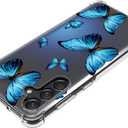 Case for Galaxy M55 Case/Samsung M55 5G/Galaxy C55 5G/Galaxy F55 5G SM-M556B Cute Case, Clear Flexible Bumper TPU Soft Rubber Silicone Cover Phone Case for Samsung Galaxy M55 Blue Butterfly