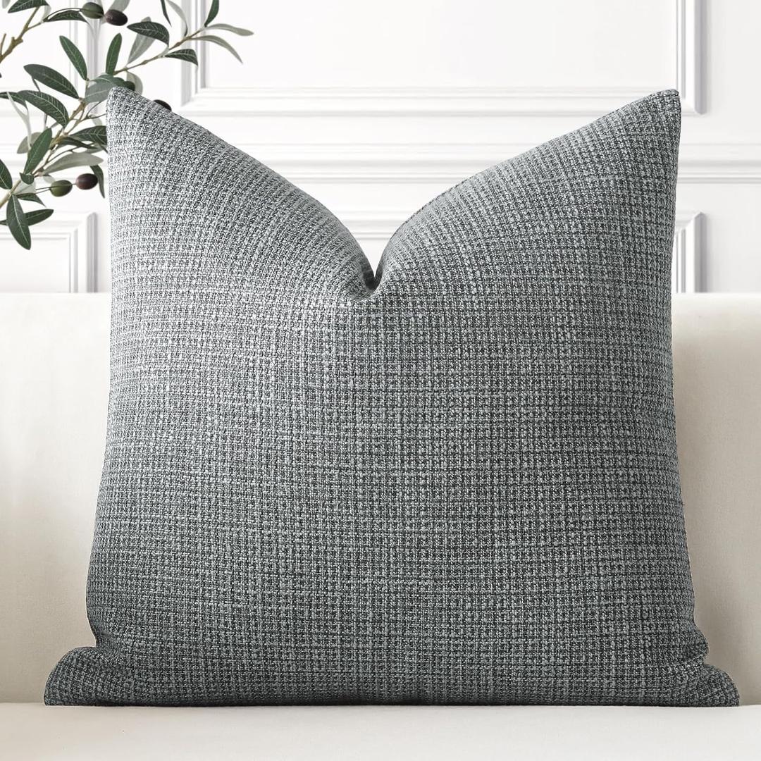 OTOSTAR Linen Throw Pillow Cover Set of 1 Decorative Square Pillowcases Cushion Covers 22x22 Inch for Home Decor Sofa Bedroom Car 55 x 55CM Dark Grey
