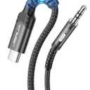 JSAUX USB C to 3.5mm Audio Aux Jack Cable [10ft], USB Type C to 3.5mm Headphone Stereo Cord Car Compatible with iPhone 16/15Pro Max Plus, iPad Pro, Samsung Galaxy S24 S23 Ultra, Pixel-Black