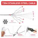 Wire Rope Crimping Tool Kit, 328FT Stainless Steel Cable with 200PCS 1/ 16” Aluminum Crimping Loop Sleeves and 50PCS Stainless Steel Thimbles