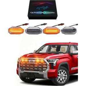 Front Bumper LED Grill Lights for Toyota Tundra 2026 2025-2022 Raptor Marker Lights Bars fit Platinum 1794 Edition OEM Grille 3rd Gen Tundra Exterior Accessories (Yellow)
