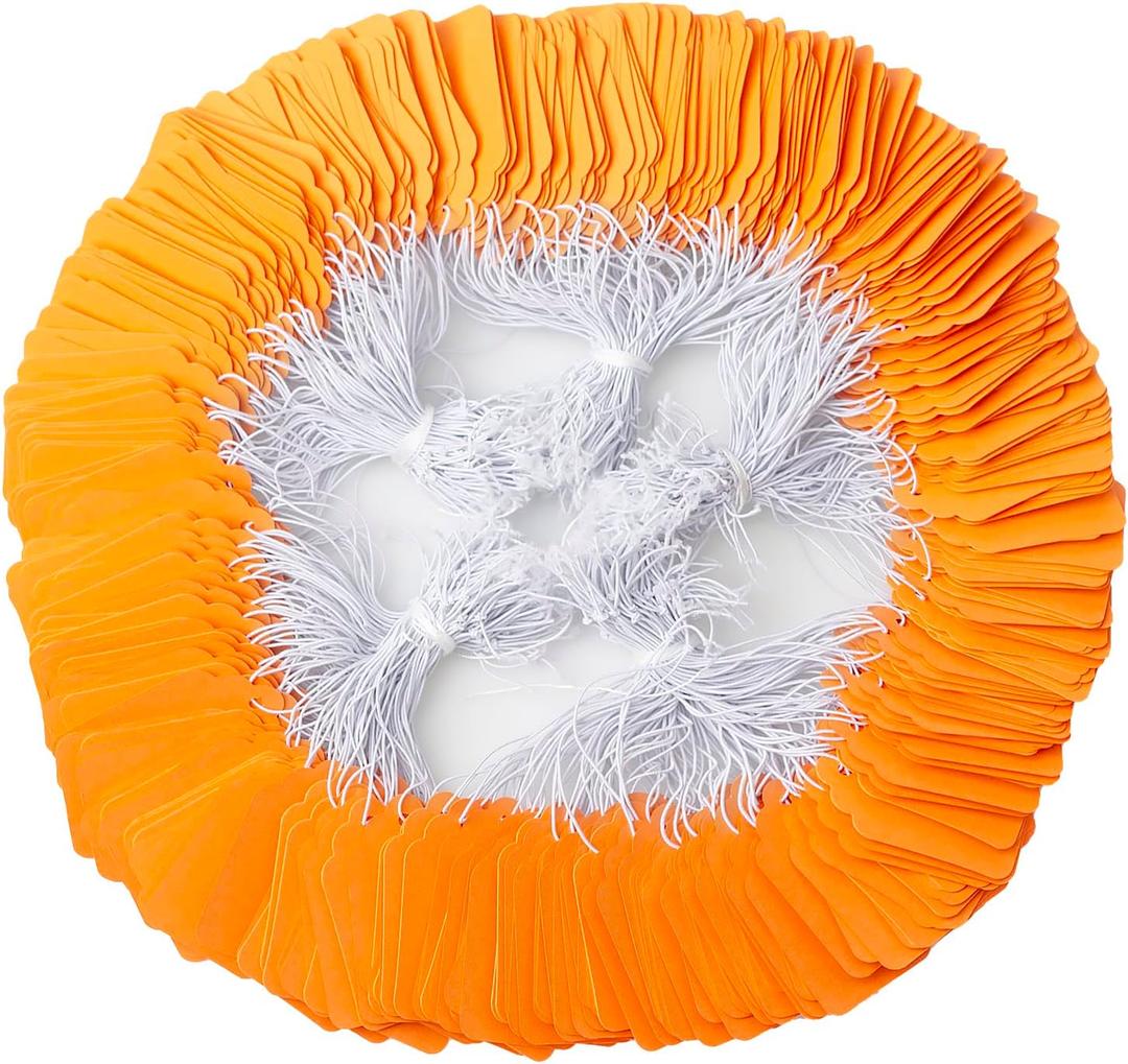500 Pcs Price Tags with String 1.88"x1.18" Colored Blank Hang Tags for Clothing, Retail, Crafts & Packaging(Orange)