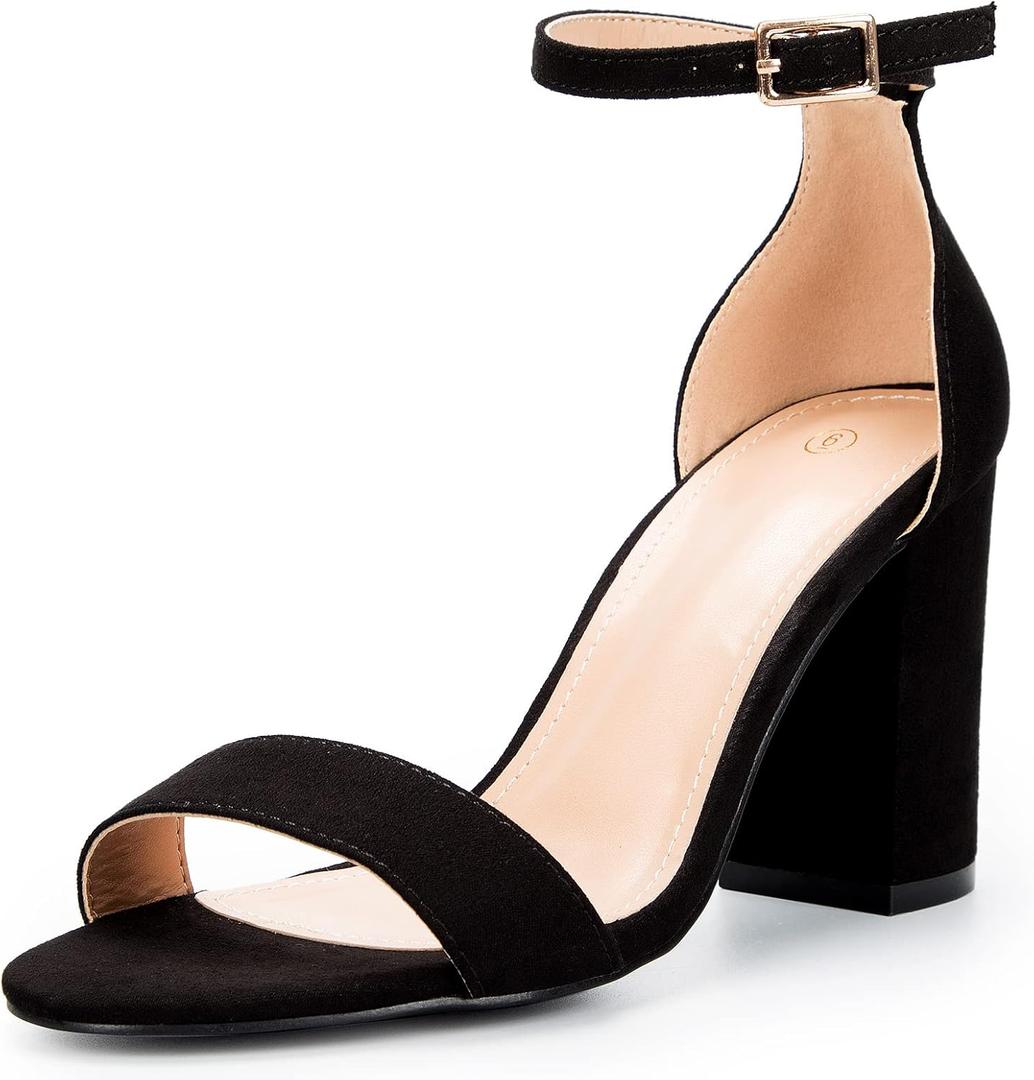 COASIS Women's Chunky Block Heels Open Toe Ankle Strap 3.5 Inch Heeled Sandals (8)