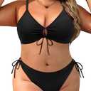 Daci Women's Plus Size Triangle Bikini Set, Sexy Tie Front Two-Piece Swimsuit, XL