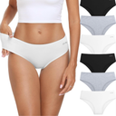 coskefy Women's Underwear Cotton Hipster Panties Low Rise Briefs Soft Strench Breathable Ladies Bikini Underwear 6 Pack, L