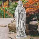 Virgin Mary Statue Outdoor, Religious Garden Statue, Blessed Mother Outdoor Statue, Large Outdoor Garden Statues Home Yard Patio Lawn Hallway (Gray)