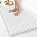 Arotive Luxury Chenille Bathroom Rug Mat, Extra Soft Thick Absorbent Shaggy Bath Rugs, Non-Slip Machine Wash Dry, Plush Bath Mats for Bathroom, Shower and Tub, 30x17, White