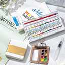 Tobios Watercolor Kit, Tobios Mini Watercolor Paint Set, 12 Color Mini Watercolor Travel Set, Pocket Artist Watercolour Travel Sets, 8 Grids Portable Paint Palette