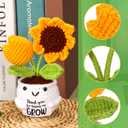 Mini Handmade Positive Sunflower Crochet Decorative with Card,Thank You for Helping Me Grow, Teacher Gifts for Women, Christmas,Birthday,Graduation,New Year Gift.