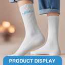 2 Pairs Bride Socks, White Blue Cotton Bridal Socks for Women, Bride To Be Something Blue Gift for Wedding Day Bachelorette Bridal Shower Party Decoration (White)