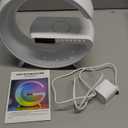 Mini Wireless Speaker with Bluetooth Lamp, Atmosphere Lamp, Wireless Charging, Alarm Clock,Smart LED Table Lamp, Night Light, Birthday Gifts for Girls Boys Party Aged 4-12 (White)