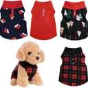 Rbenxia 4 Pieces Red Buffalo Plaid Dog Sweaters with Leash Ring Soft Fleece Vest Dog Pullover Warm Jacket Pet Dogs Clothes Winter Dogs Outfits for Small Puppy Cat Pets (Small)