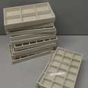 Junkin 12 Pcs Jewelry Tray Velvet Stackable Jewelry Organizer Trays Divided Earring Accessories Storage Containers Box (Rose Red) (Beige)