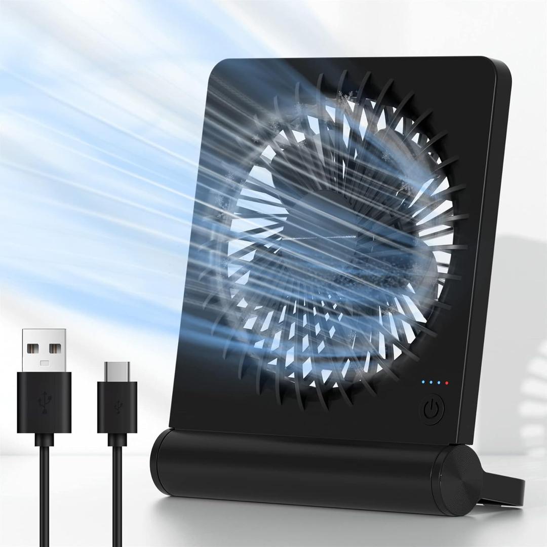 Desk Fan USB Powered with 3 Speeds Adjustable Strong Wind, Ultra Quiet Mini Personal Fan USB-C Corded Powered,220 Tilt Folding Plug In USB Fan(No Battery)
