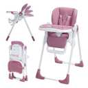 GAOMON Baby High Chair, Multifunctional Infant Highchairs with Adjustable Height and Recline, Foldable High Chair for Babies & Toddlers, High Chair with Removable Tray Easy Clean (Lilac)