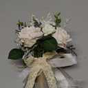 Wedding Bouquets for Bride Bridesmaid,White Champagne Artificial Roses Flowers for Wedding Church Decoration (7.5in)