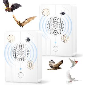 Upgraded Ultrasonic Bird Repellent Devices Outdoor Woodpecker Deterrent for House Pigeon Repellent Rechargeable Bat Deterrent Indoor to Keep Birds Out of Attic Porch Balconies,2Pack