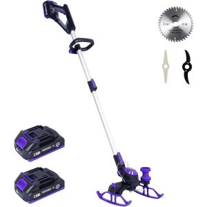 Weed Wacker Cordless - Battery Operated Weed Eater with Blade, Grass Trimmer/Edger/Cutter in 1 (with Two 2.5Ah Batteries)
