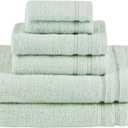 Comfort Spaces Luxury Bath Set - 6 Pieces (2 Bath Towels, 2 Hand Towels, 2 Washcloths) - 100% Cotton, Quick-Dry - Lightweight, Soft Seafoam Green