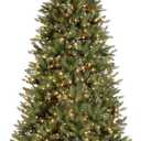 National Tree Company 9 ft Pre-lit Artificial Christmas Tree, Dunhill Fir, 800 Clear Lights, 2,100 Tips, Slim Profile, Includes Stand, Green