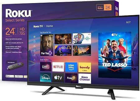 Roku Smart TV 2026 – 24-Inch Select Series, 720p HD TV – Roku TV with Voice Remote – Flat Screen LED Television with Wi-Fi for Streaming Live Local News, Sports, & Movies – Bluetooth Headphone Mode