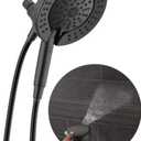 Delta Faucet 6-Setting In2ition 2-in-1 Dual Shower Head with ProClean Spray, Matte Black Round Shower Head with Hose, Hand Held Shower Head, Matte Black 75655BL