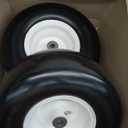 AR-PRO (2-Pack) 13x6.50-6 Flat Free Tire and Wheel - Universal 13x6.5-6 Solid Rubbe Riding Lawn Mower Tire with Rim - With 5.5"-7.8 Centered Hub and 3/4" Bearings extra 5/8" 1/2 Bushings (White(Smooth Tread))