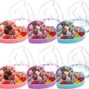 Cunno 6 Pack Valentines Day Containers Heart Shaped Food Containers Large Plastic Snack Box Food Storage with Handle Divided Serving Tray Portable Jewelry Organizer for Candy Fruit(Purple, Pink, Blue)