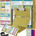 Nursing Clipboard EMT Edition 3 Layers Aluminum Foldable Nurse Clip Board Nursing Student Essentials Foldable Clipboard Nursing Trifold Nursing School Essentials (Gold)