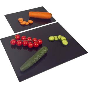 Phore Tempered Glass Cutting Board for Kitchen, Black Cutting Board for Countertop, Dishwasher Safe, Scratch Resistant, Heat Resistant, Shatter Resistant, 16"x12" & 12"x8" 2pcs Black