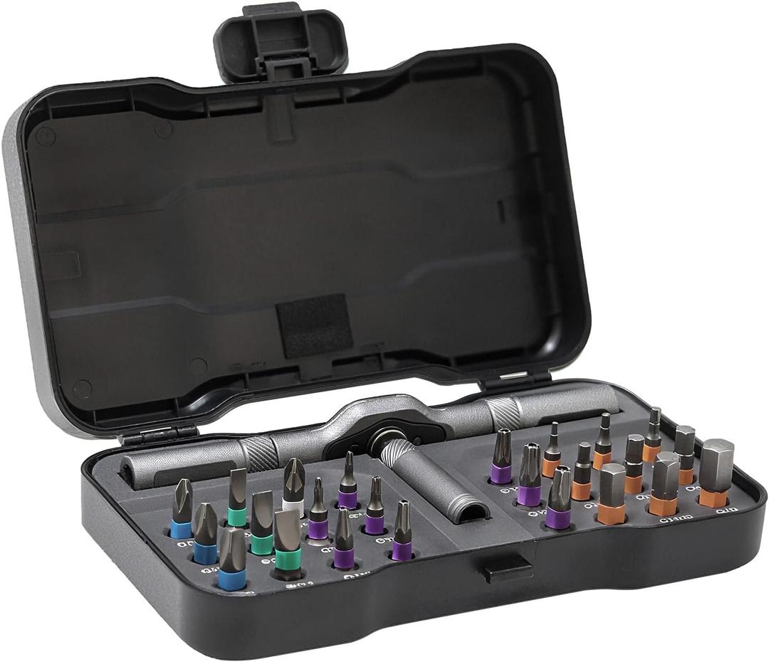 Magnetic Screwdriver Set: 24 in 1 Ratchet Mini Screwdriver Set, Multi-Function Bit Magnetic Drive Set with Detachable Ratchet Handle, Portable Precision Repair Tool Kit for Furniture Computer Bicycle