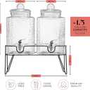 Style Setter Premium Glass Drink Dispensers with Metal Stand for Parties Beverage Dispenser Set for Cold Drinks, Lemonade, Cocktails, Juice Party Glass Drink Dispenser Station - 1.5 Gal, Set of 2
