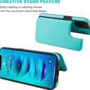 ONETOP Compatible with iPhone 14 Wallet Case with Card Holder, PU Leather Kickstand Card Slots Case, Double Magnetic Clasp and Durable Shockproof Cover 6.1 Inch (Light Blue)