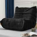 Bean Bag Chairs for Adults Giant Bean Bag Chair Memory Foam BeanBag Chair Bean Bag Sofa with Filler Faux Fur Fireside Beanbags Lazy Sofa for Living Room Bedroom Office (Black Plush, Single)