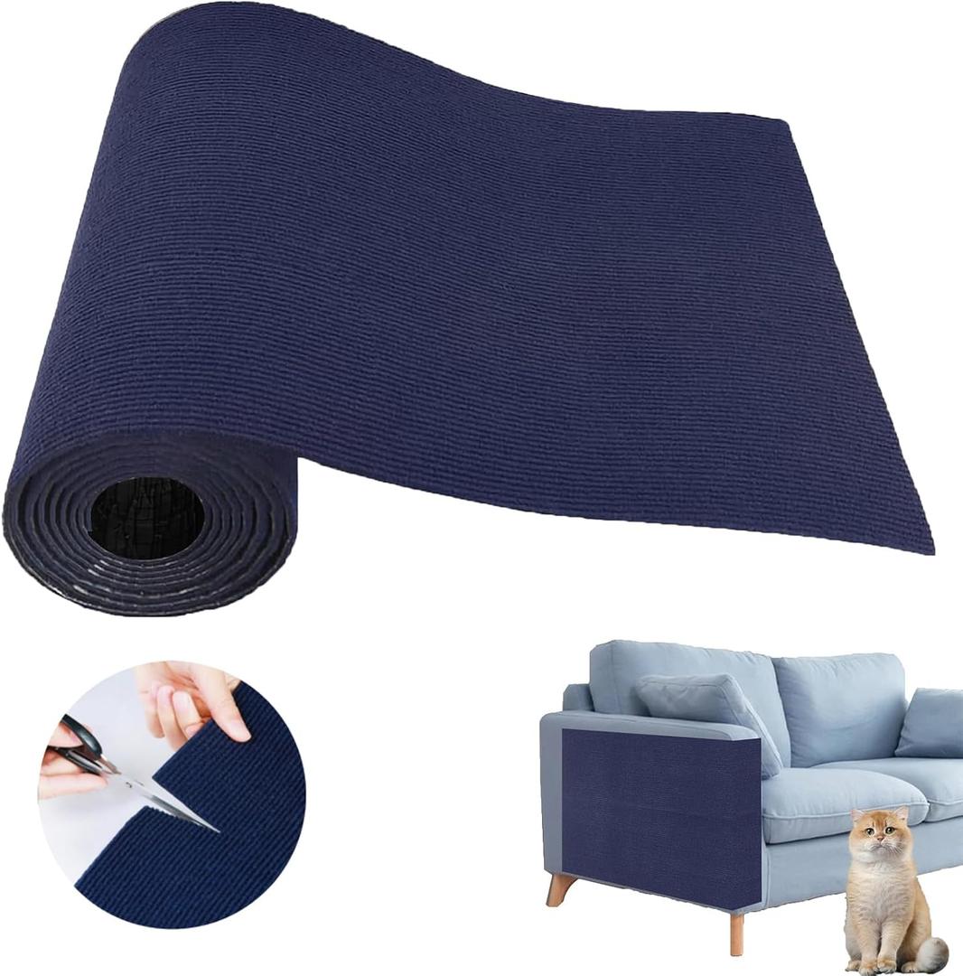 Cat Scratch Couch Furniture Protector, Adhesive Cat Scratch Pad Deterrent for Furniture, DIY Climbing Cat Scratcher Couch Protector from Cat Claws Scratching for Indoor (Navy,78.7x15.8In)