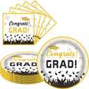 2 x White Graduation Decorations 2026 Deals,9 Inch White Plates and Napkins Set of 20, Class of 2026 Plates and Napkins for Congrats Grad Party Decorations