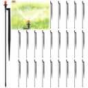 Geelin 25 Pcs 90 Degree Irrigation Sprinkler Heads with 12" Stake Drip Micro Spray Emitters with 1/4" Irrigation Tubing on Riser Stake Micro Spray Sprinkler Assembly for Garden Watering System