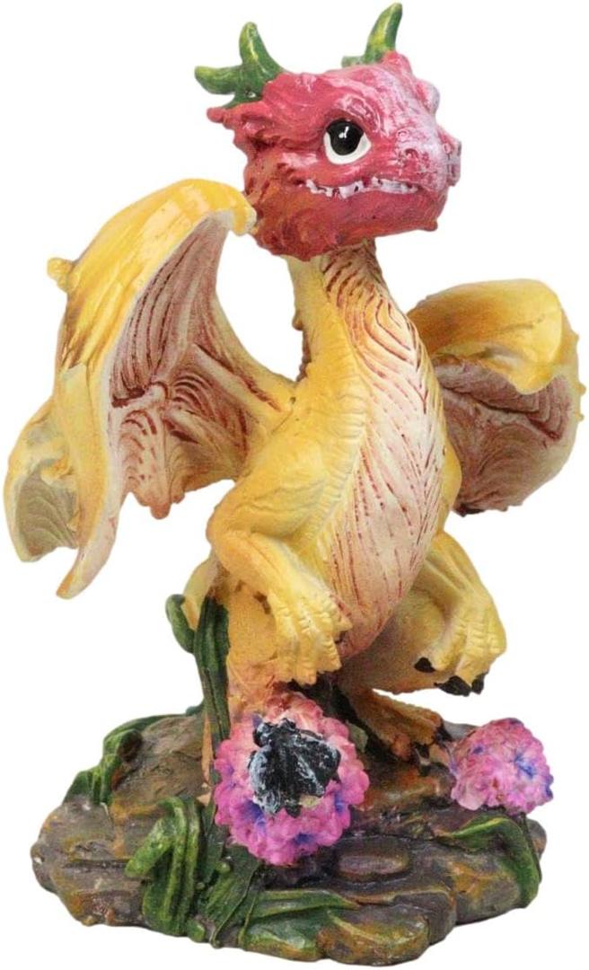 Ebros Colorful Fruits and Vegetables Dragon Figurine by Stanley Morrison Medieval Fairy Garden Dungeons and Dragons Fantasy Decor Accent Sculpture (Yellow Onion)