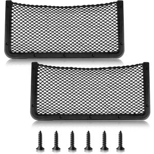 4 Pieces ABS Plastic Frame Automotive Cargo Nets Car Net Pocket Phone Car Mesh Net Holder RV Storage Boat Cargo Pocket Organizer Framed Mesh Net Pocket with Screws for Auto RV Net(16 x 8 Inch)