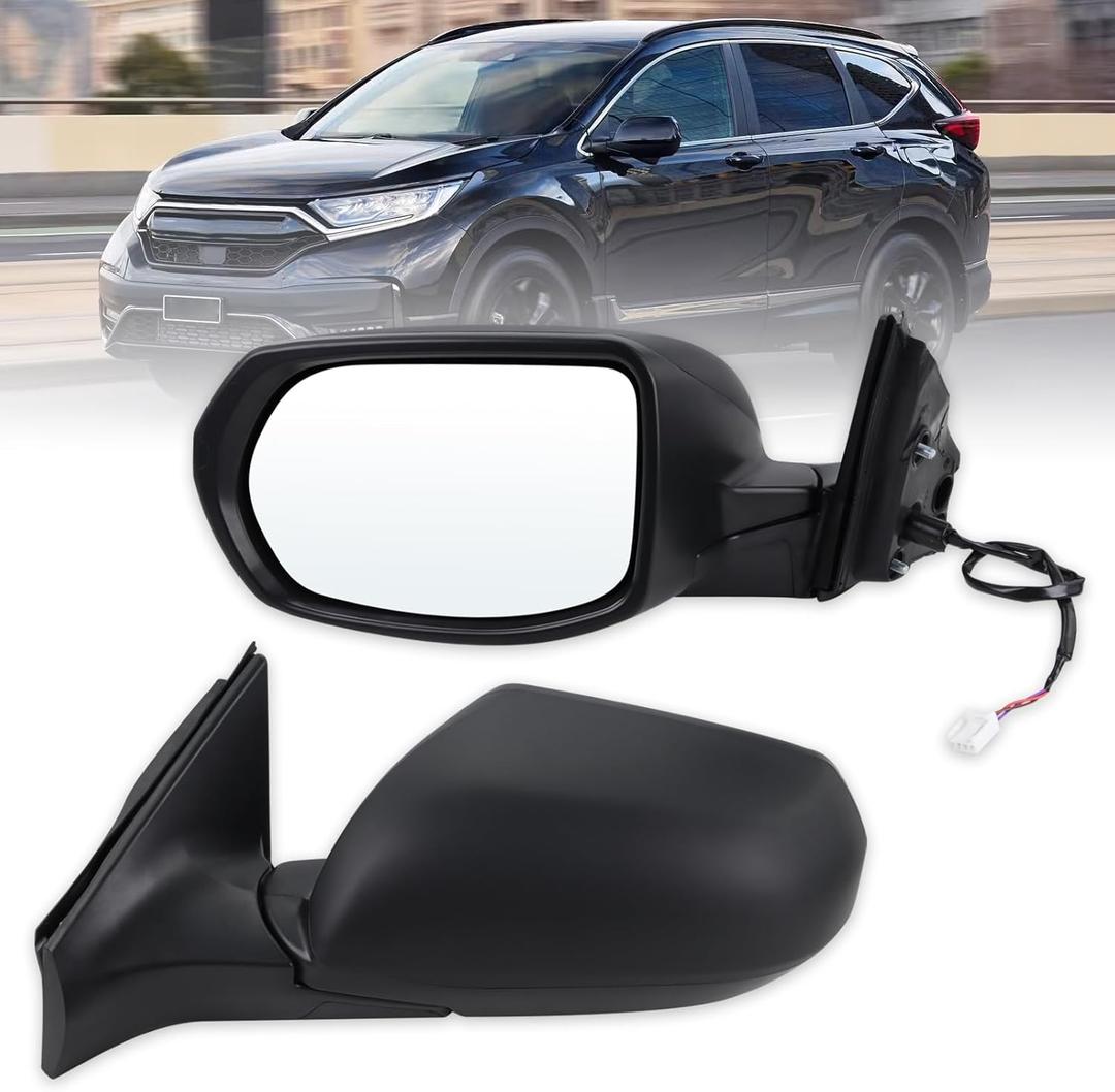 Left Driver Side Mirror Compatible With 2017 2018 2019 2020 2021 2022 Honda CRV With Manual Folding Power Glass Replace#76251TLCA21(3Pins) (Black)
