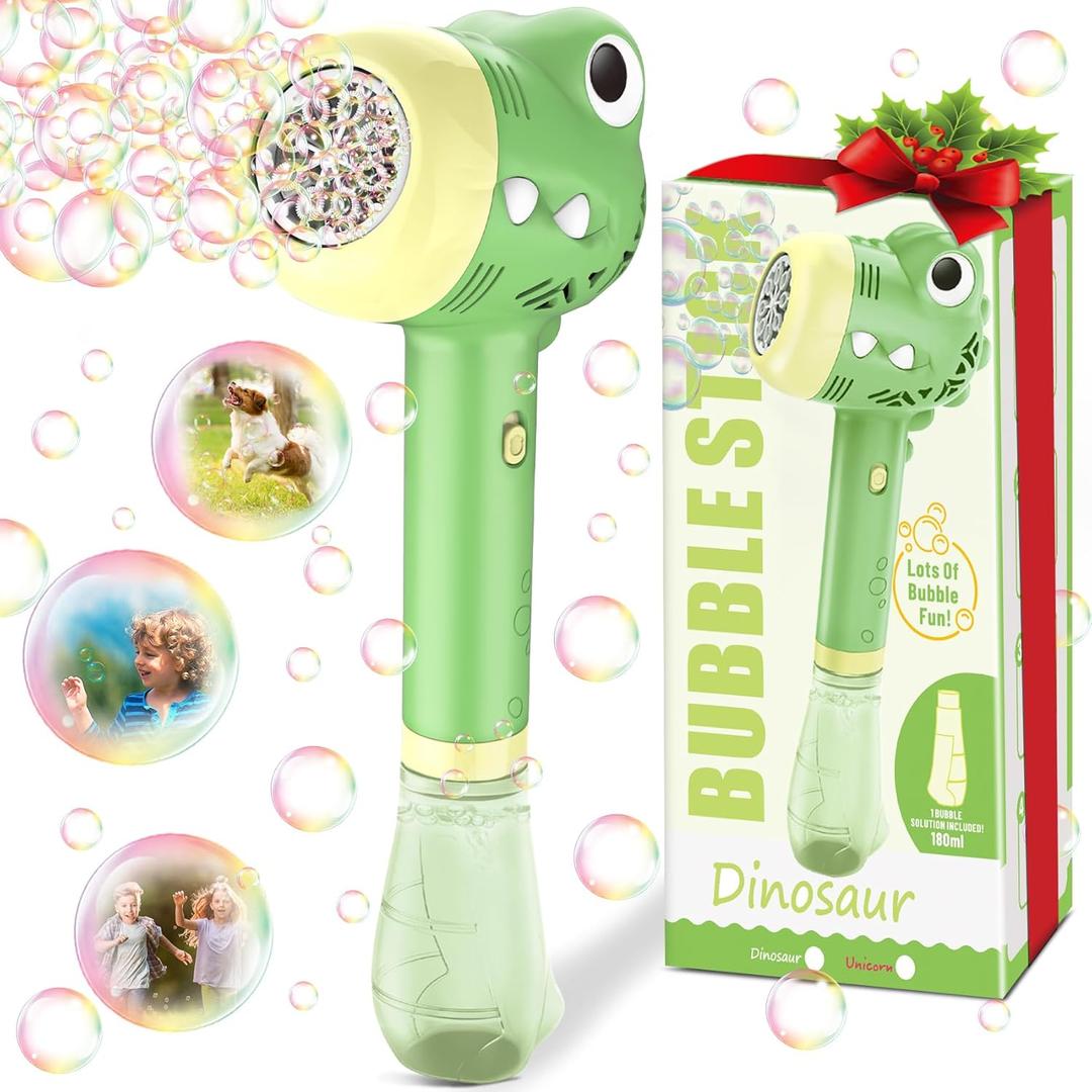 Bubble Machine for Kids | Outdoor Toys for Toddlers Age 3-5 | Perfect as a Gift for Party Favors Birthdays Valentine Halloween and Christmas | Battery Operated Bubble Wand for Easy Outdoor Use (Green)