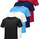 HovSiyla 5 Pack Boys Athletic Shirt Quick Dry Short Sleeve Performance Moisture Wicking T Shirt for Youth Black White Sky Blue Blue Red, M
